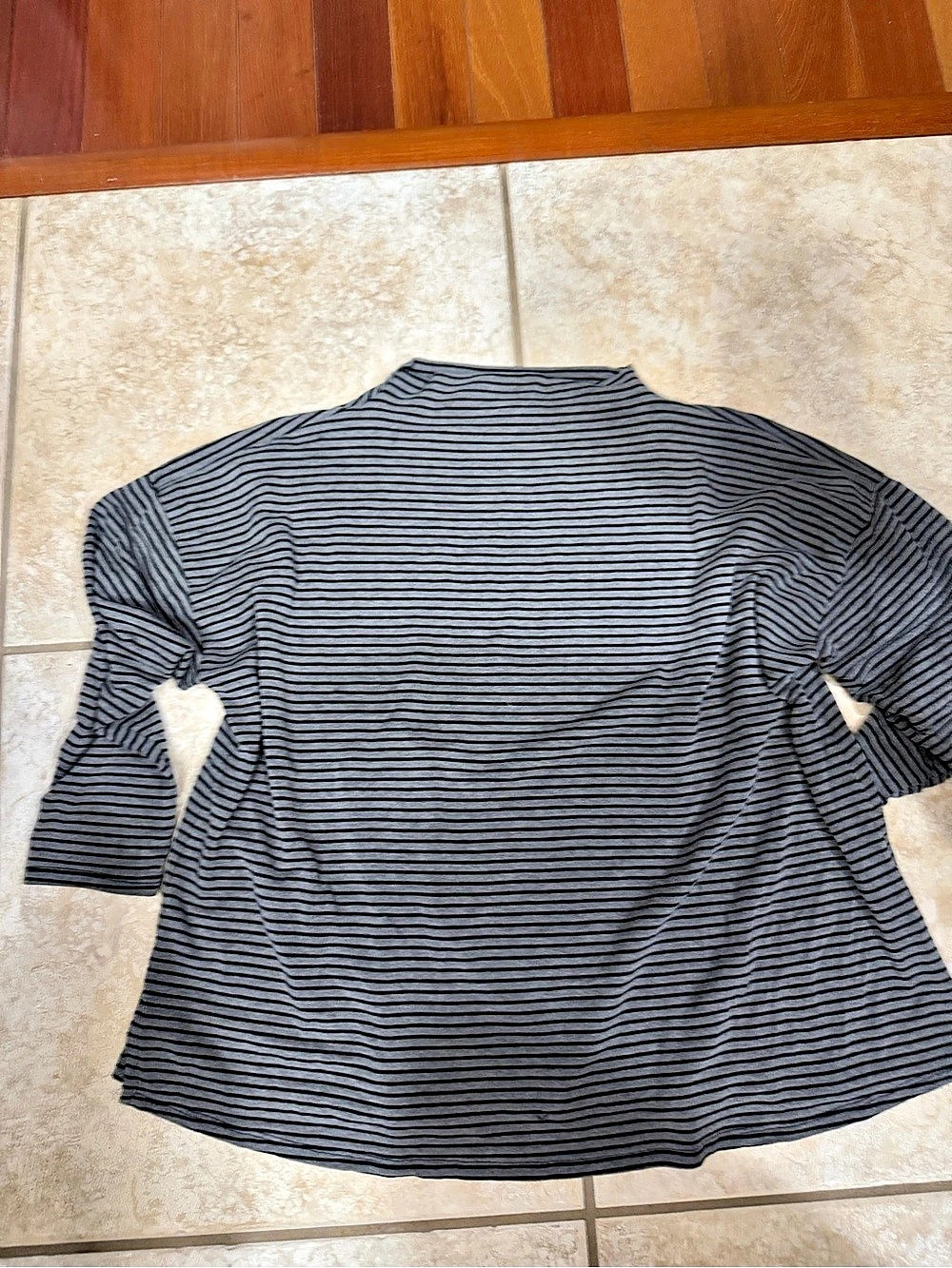 Striped Long Sleeve Top in Black & Gray